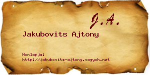 Jakubovits Ajtony névjegykártya